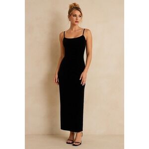 VTG City Triangles Black Velvet Maxi Empire Dress Whimsigoth Grunge‎ Small